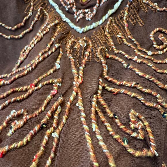 VTG Sonia Fortuna Firenze Short Sleeve Y2K Sheer Embroidered Tee Sz X-Large XL - Picture 7 of 10